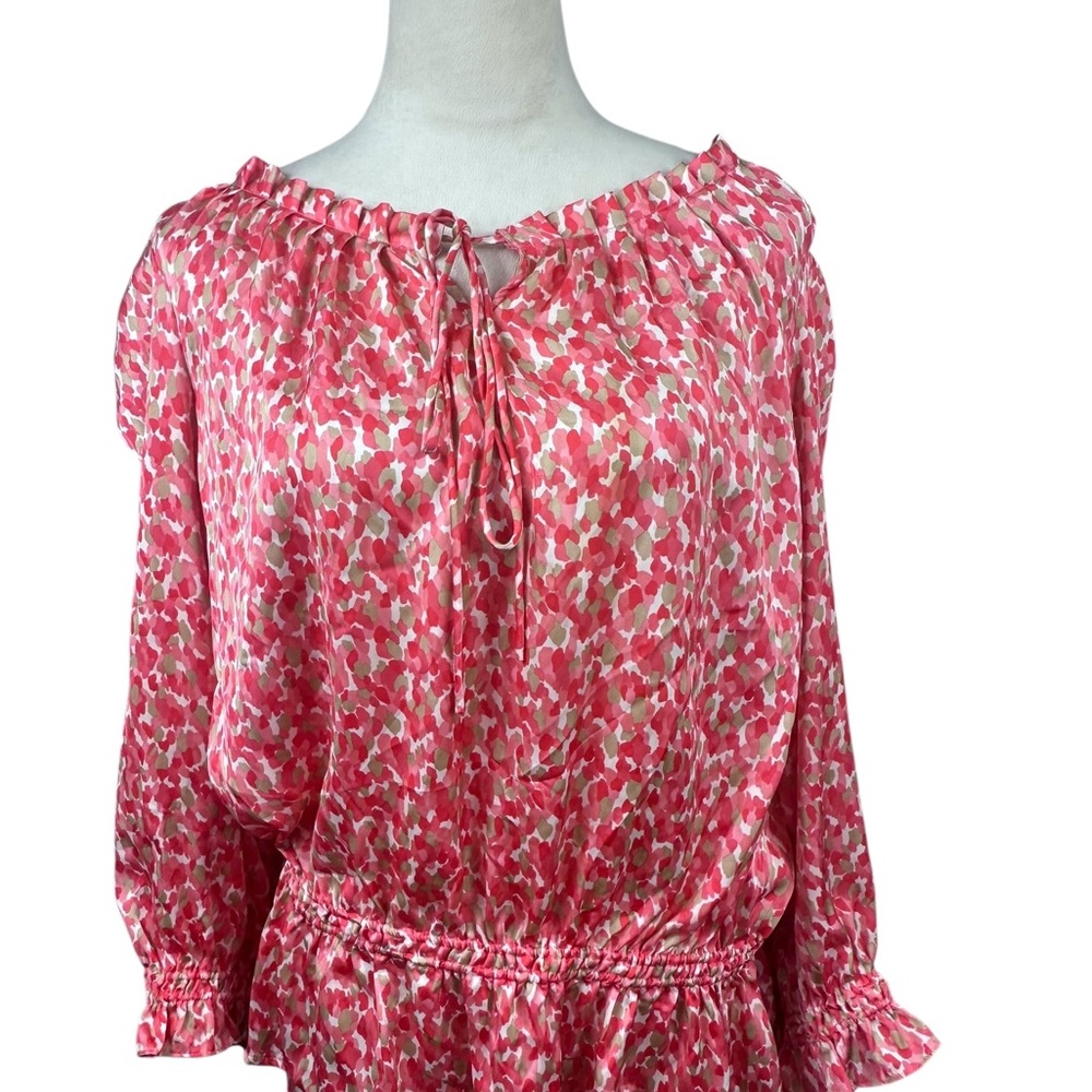 Cynthia Steffe Coral Print Blouse size XL - Picture 2 of 11